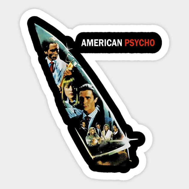 American Psycho Knife Reflection Retro Horror Film Sticker by Visionary Canvas